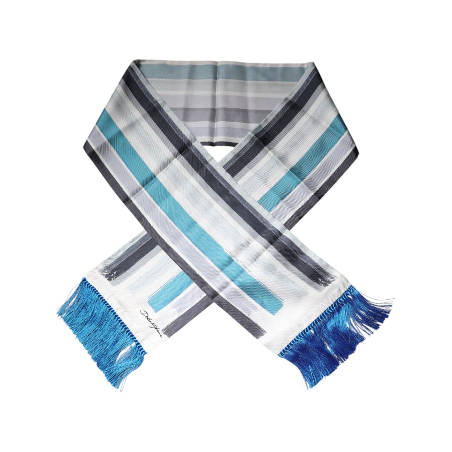 Dolce & Gabbana Multicolor Stripes Silk Fringes Neck Foulard Scarf