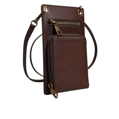 Dolce & Gabbana Brown Leather Neck Strap Cross Body Sling Bag