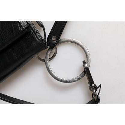 Dolce & Gabbana Black Leather Logo Purse Shoulder Crossbody Bag