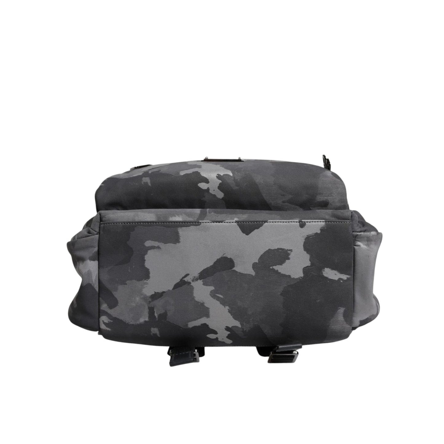 Dolce & Gabbana Gray Cotton Camouflage Logo Plaque Backpack Bag