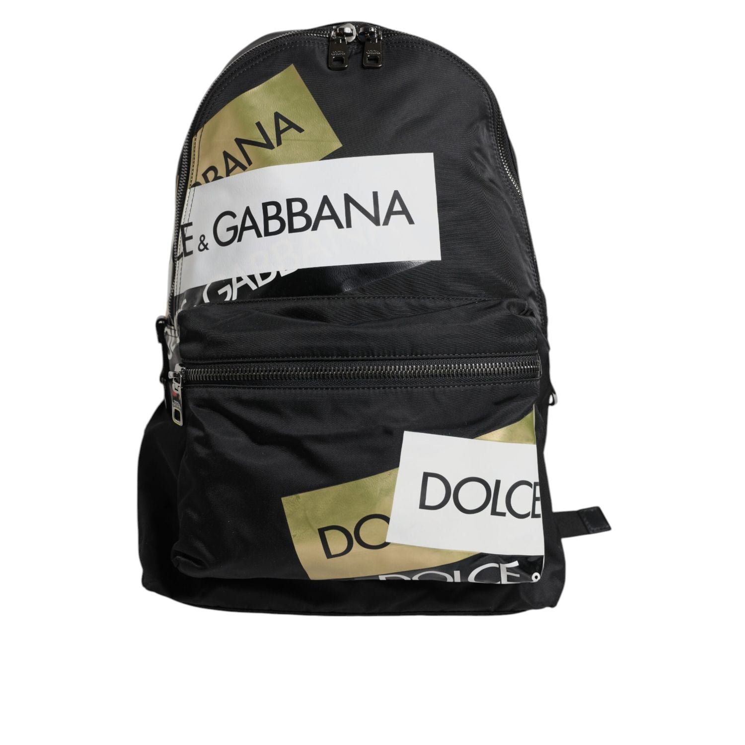 Dolce & Gabbana Black Logo Tape Polyamide School Travel Backpack Bag