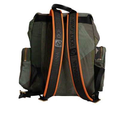 Dolce & Gabbana Military Green Patchwork Travel Backpack Bag