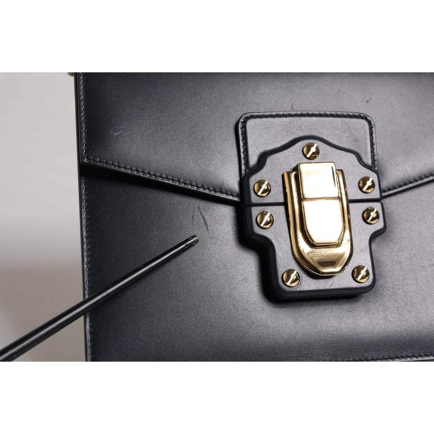 Dolce & Gabbana Black Calfskin Leather Shoulder Strap Bag