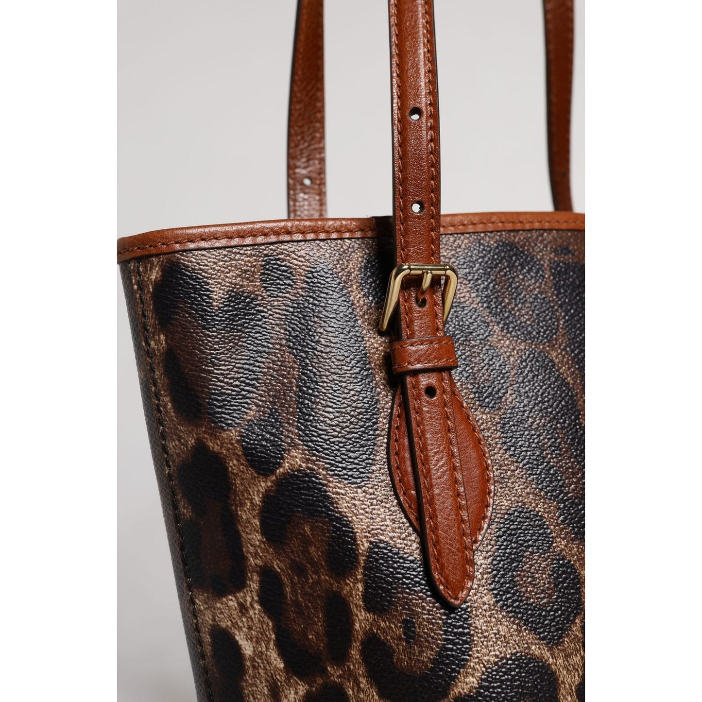Dolce & Gabbana Brown Leopard Leather Shoulder Strap Tote Bag