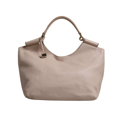Dolce & Gabbana Light Pink Deer Leather Logo Plaque Tote Top Handle Bag