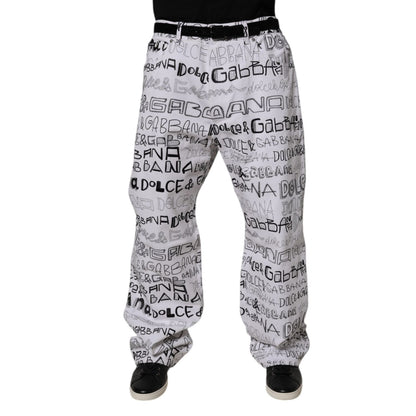 Dolce & Gabbana White Logo Print Straight Men Denim Jeans