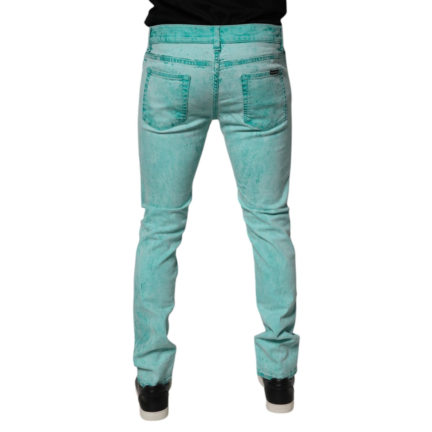 Dolce & Gabbana Green Tie Dye Cotton Skinny Men Denim Jeans