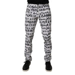 Dolce & Gabbana White Cotton Logo Print Skinny Denim Jeans
