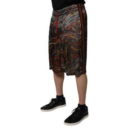 Dolce & Gabbana Multicolor Marble Print Trouser Bermuda Shorts