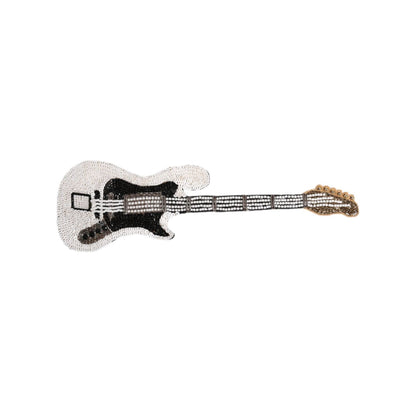 Dolce & Gabbana Gold Brass Logo Beaded Guitar Pin Brooch