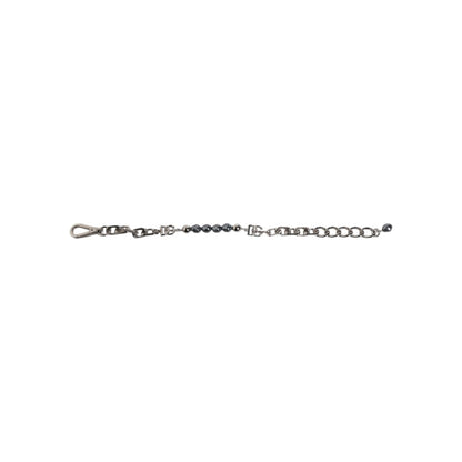 Dolce & Gabbana Silver Tone Chain Lobster Clasp Logo Gray Pearls Bracelet
