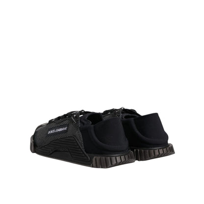Dolce & Gabbana Black Silver Logo Low Top Men Sneakers Shoes