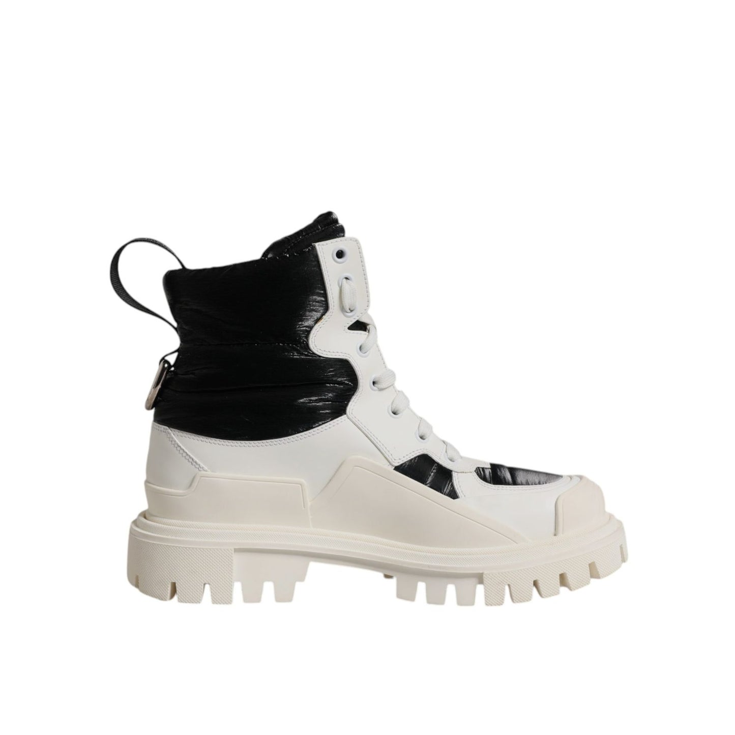 Dolce & Gabbana White Padded Mid Calf Lace Up Boots Shoes