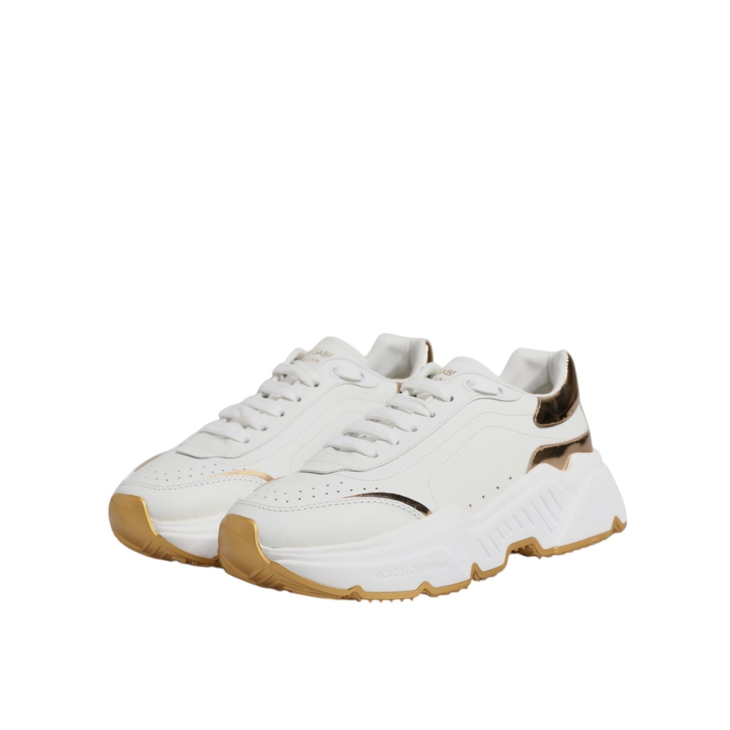 Dolce & Gabbana White Gold Daymaster Low Top Sneakers Shoes