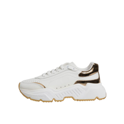 Dolce & Gabbana White Gold Daymaster Low Top Sneakers Shoes
