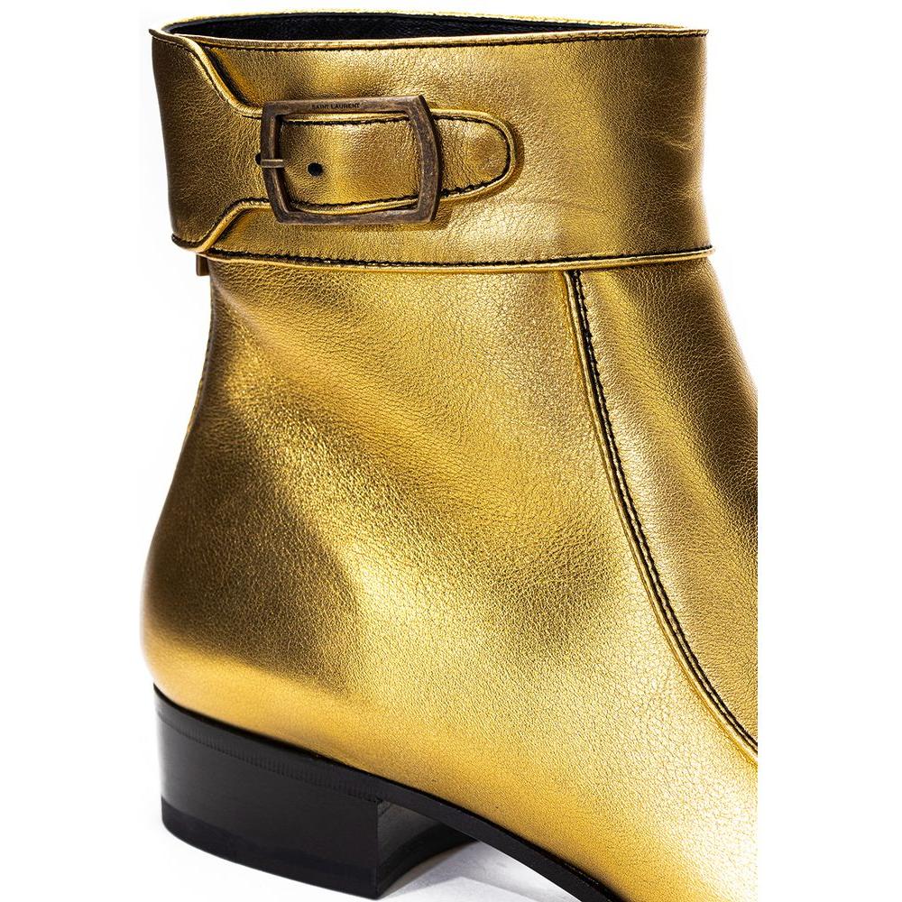 Saint Laurent Gold Leather Ankle Boots