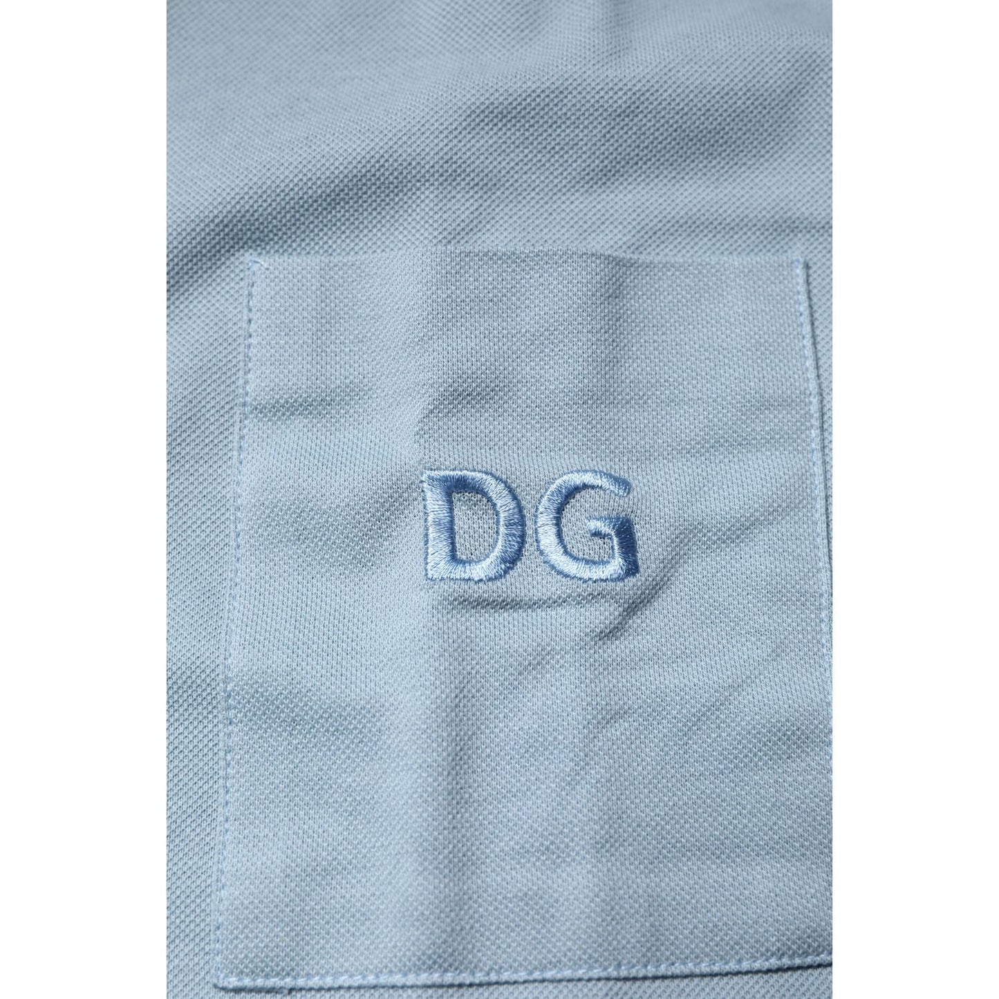 Dolce & Gabbana Blue Cotton Button Down Casual Men Polo Shirt