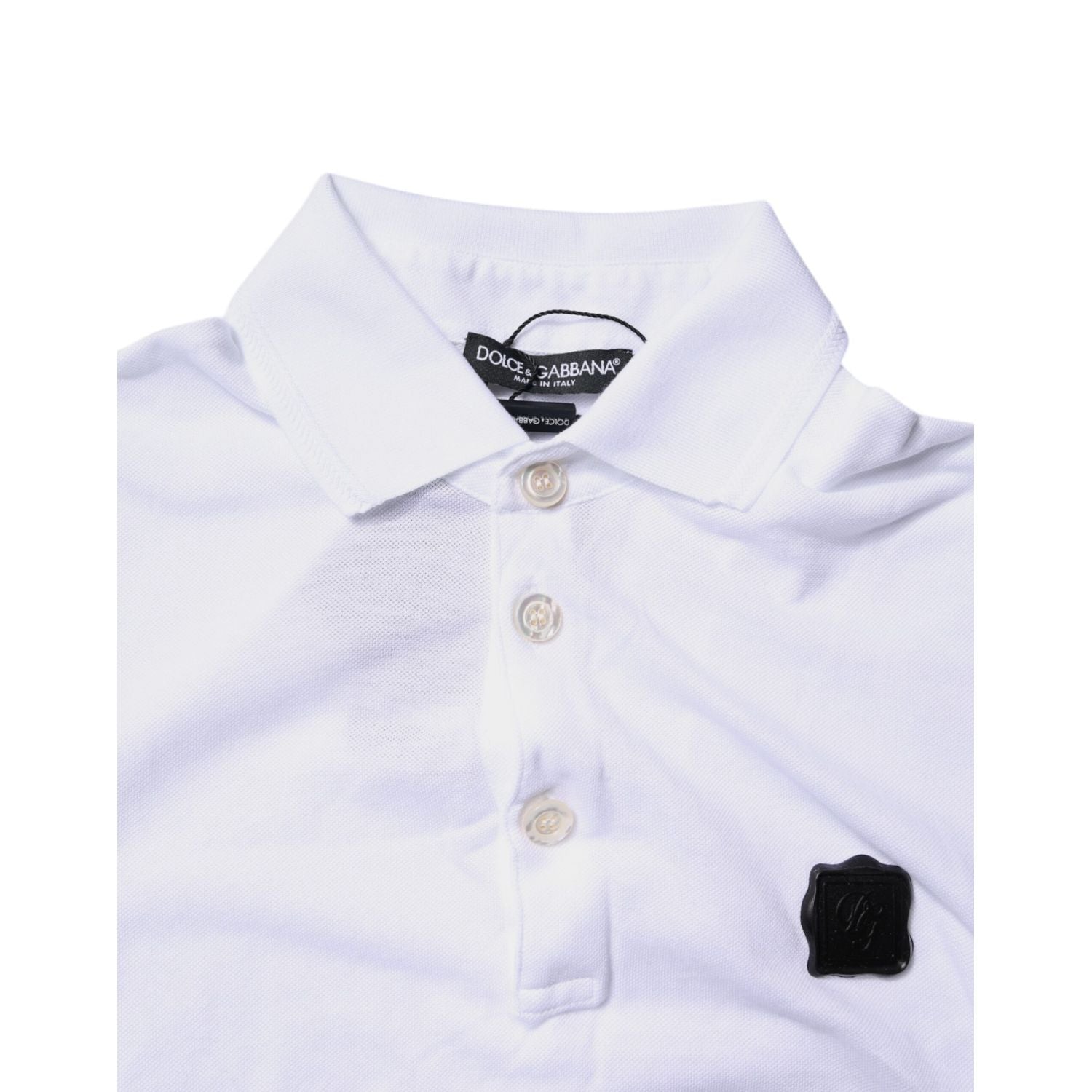 Dolce & Gabbana White Cotton Logo Collared Polo T-shirt