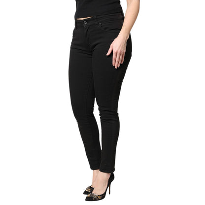 Dolce & Gabbana Black Cotton Mid Waisted Skinny Denim Jeans