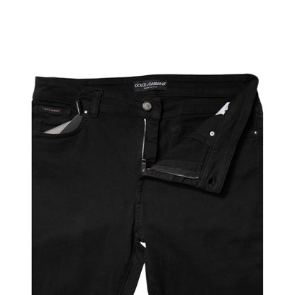 Dolce & Gabbana Black Cotton Mid Waisted Skinny Denim Jeans
