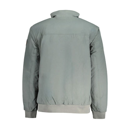 Back view of Napapijri Green Polyamide Men Jacket showcasing eco-friendly design and sustainable materials.