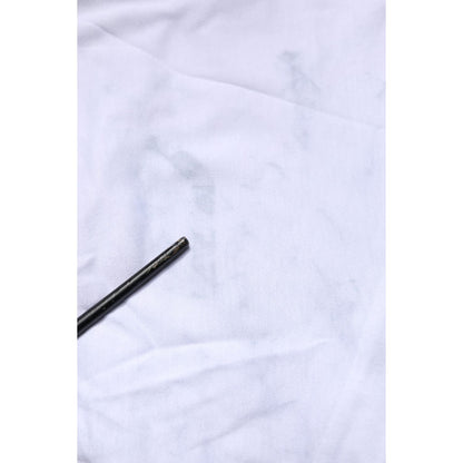 Dolce & Gabbana White Print Lace-Up Cotton Crew Neck T-shirt