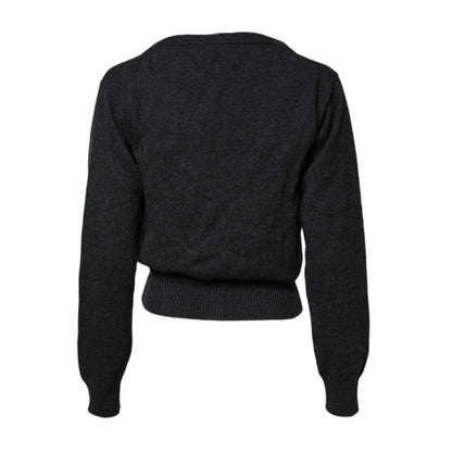 Dolce & Gabbana Grey Cashmere Deep V-neck Pullover Sweater
