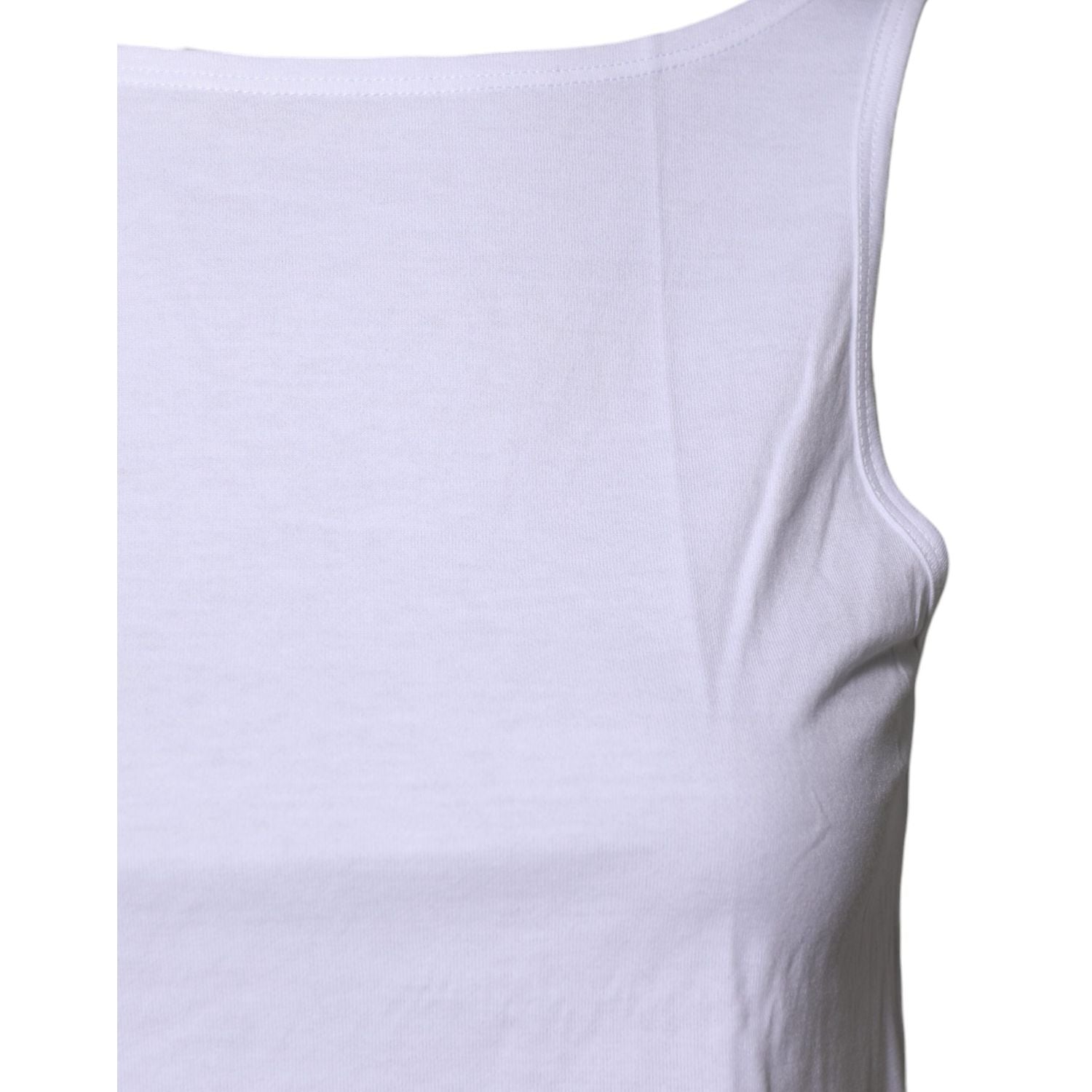 Dolce & Gabbana White Cotton Sleeveless Round Neck Tank Top