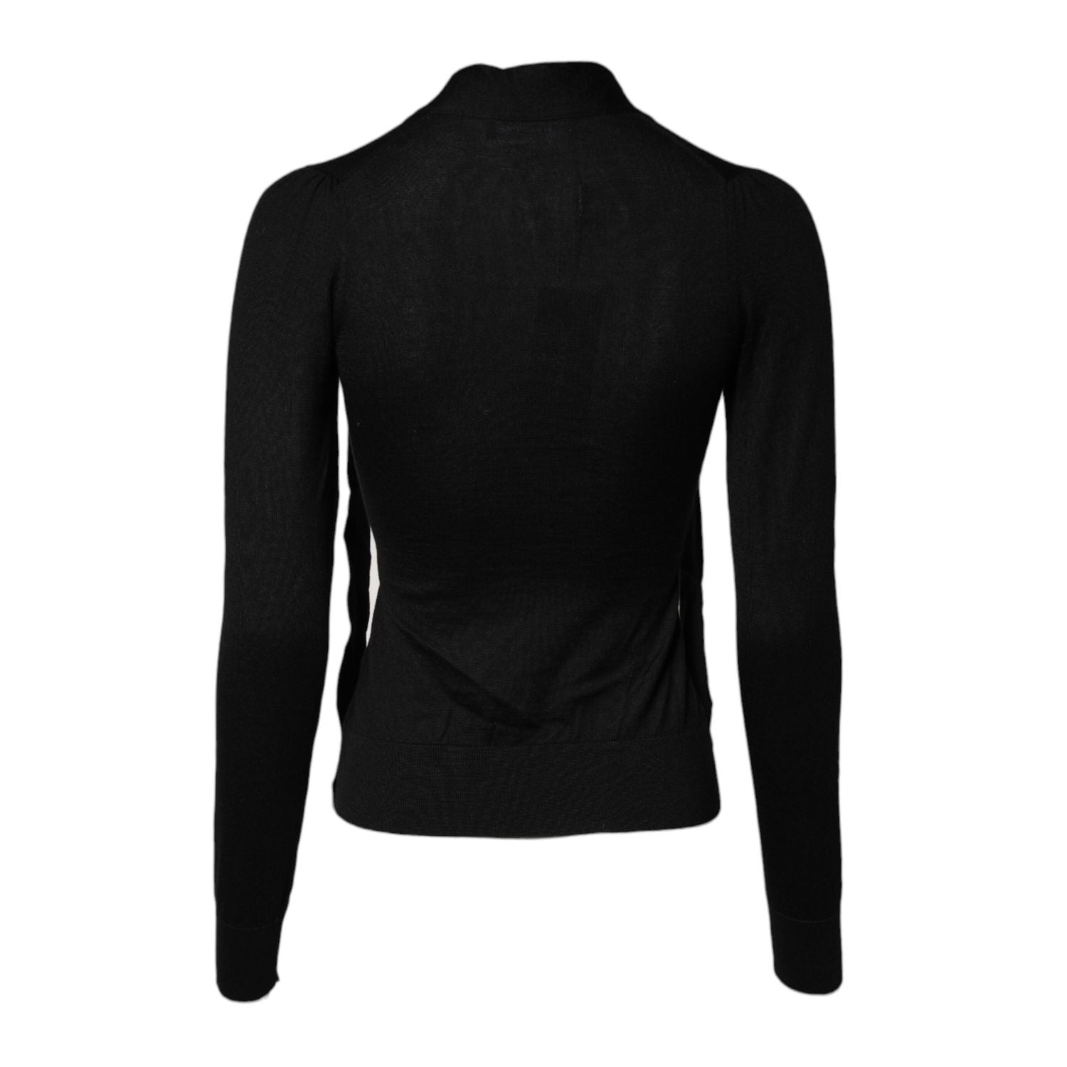 Dolce & Gabbana Black Cashmere Ascot Collar Long Sleeve Top