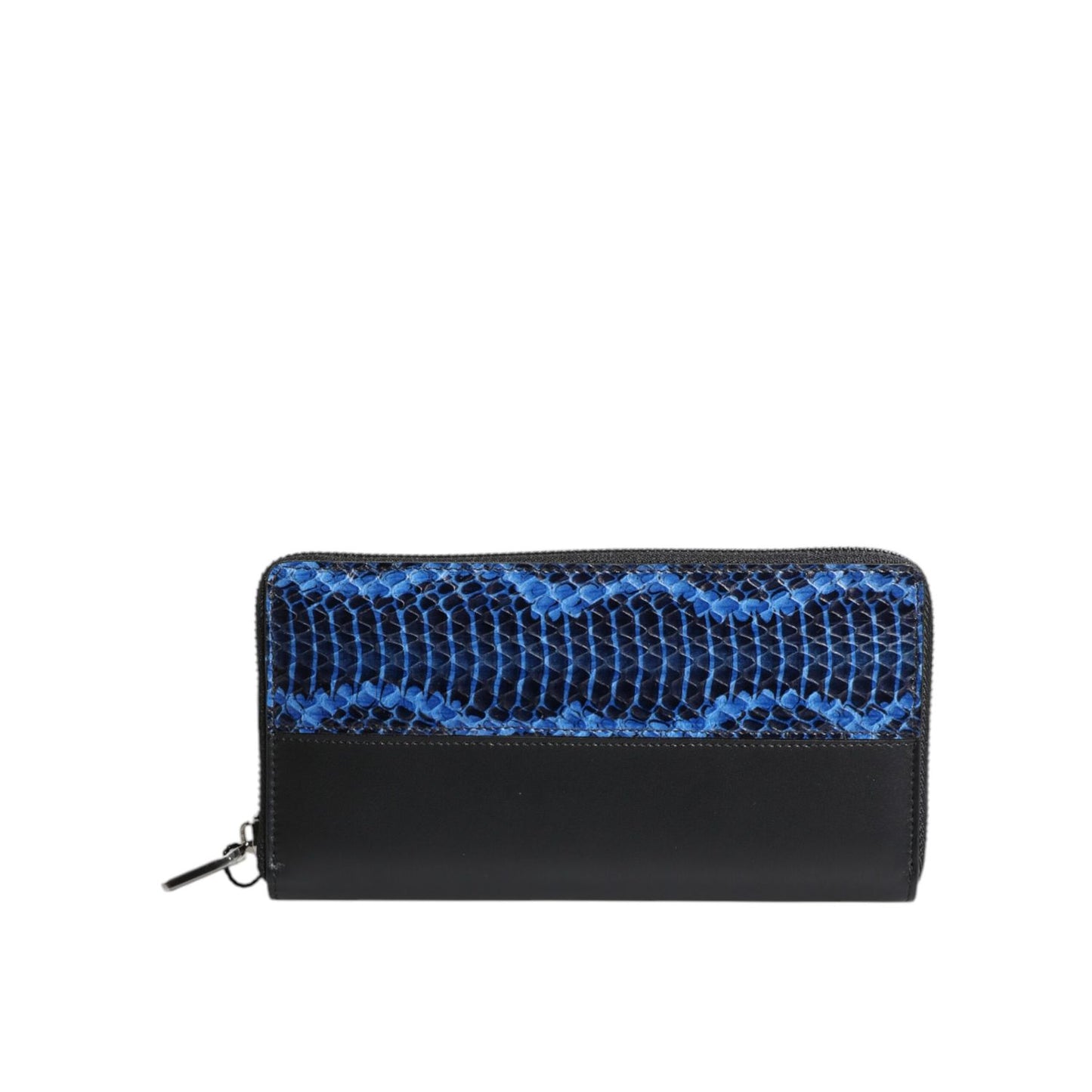 Dolce & Gabbana Black Blue Exotic Leather Embossed Continental Wallet