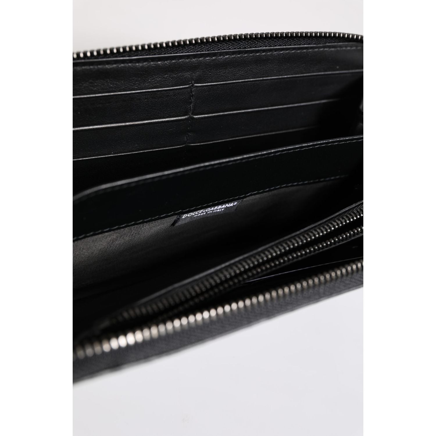 Dolce & Gabbana Black Blue Exotic Leather Embossed Continental Wallet