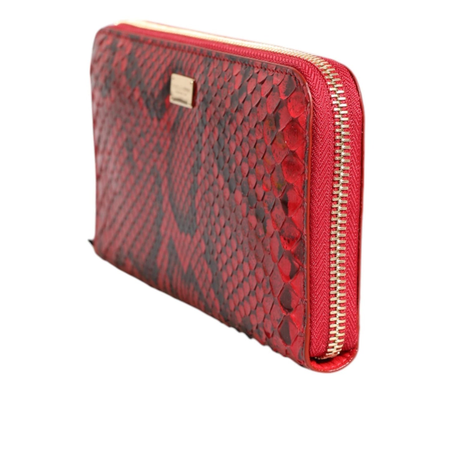 Dolce & Gabbana Red Exotic Leather Zip Around Continental Clutch Wallet