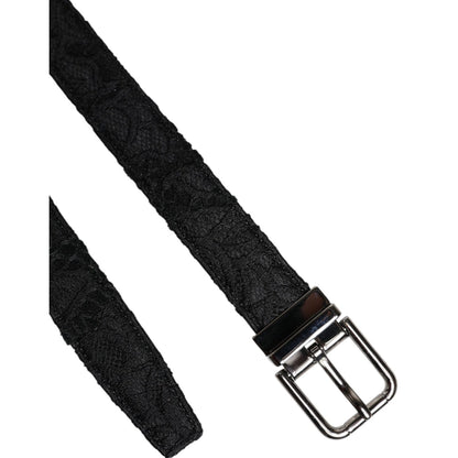 Dolce & Gabbana Black Cotton Blend Silver Metal Buckle Belt