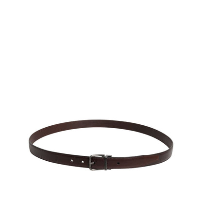 Dolce & Gabbana Brown Leather Silver Metal Buckle Belt