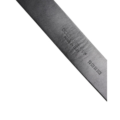 Dolce & Gabbana Black Leather Classic Metal Logo Buckle Belt