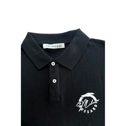 Trussardi Beachwear Black Cotton Polo Shirt