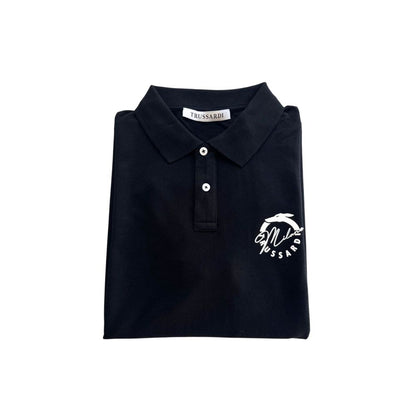 Trussardi Beachwear Black Cotton Polo Shirt