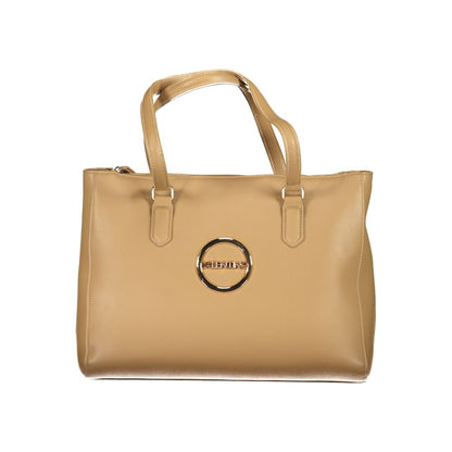 Mario Valentino Beige Polyethylene Women Handbag with logo and twin handles