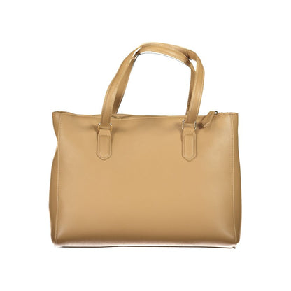 Mario Valentino Beige Polyethylene Women Handbag with structured design and two handles