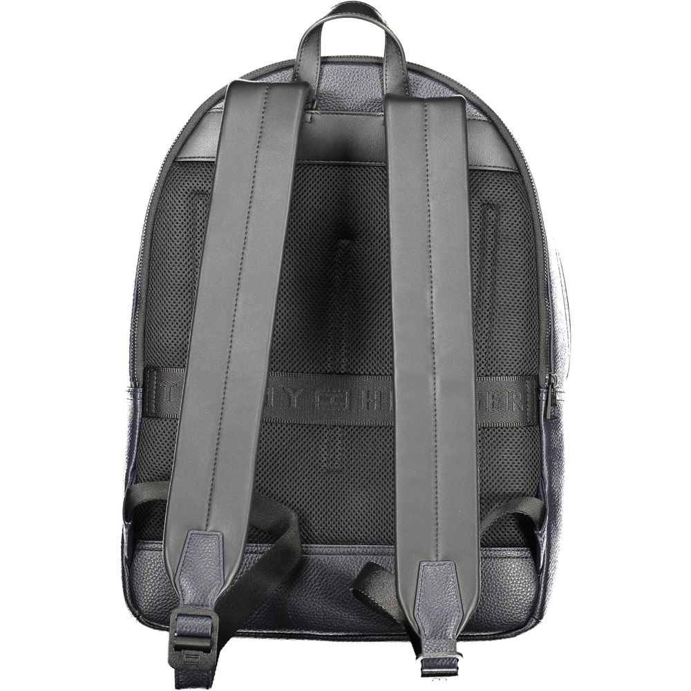 Back view of Tommy Hilfiger Blue Polyethylene Men Backpack showing straps and mesh back panel.