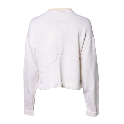 Jil Sander White Viscose Crew Neck Long Sleeves Pullover Sweater