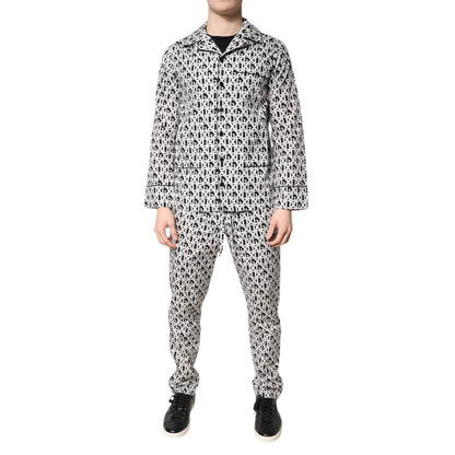 Dolce & Gabbana Black White DG Print Cotton Pajama Set Sleepwear