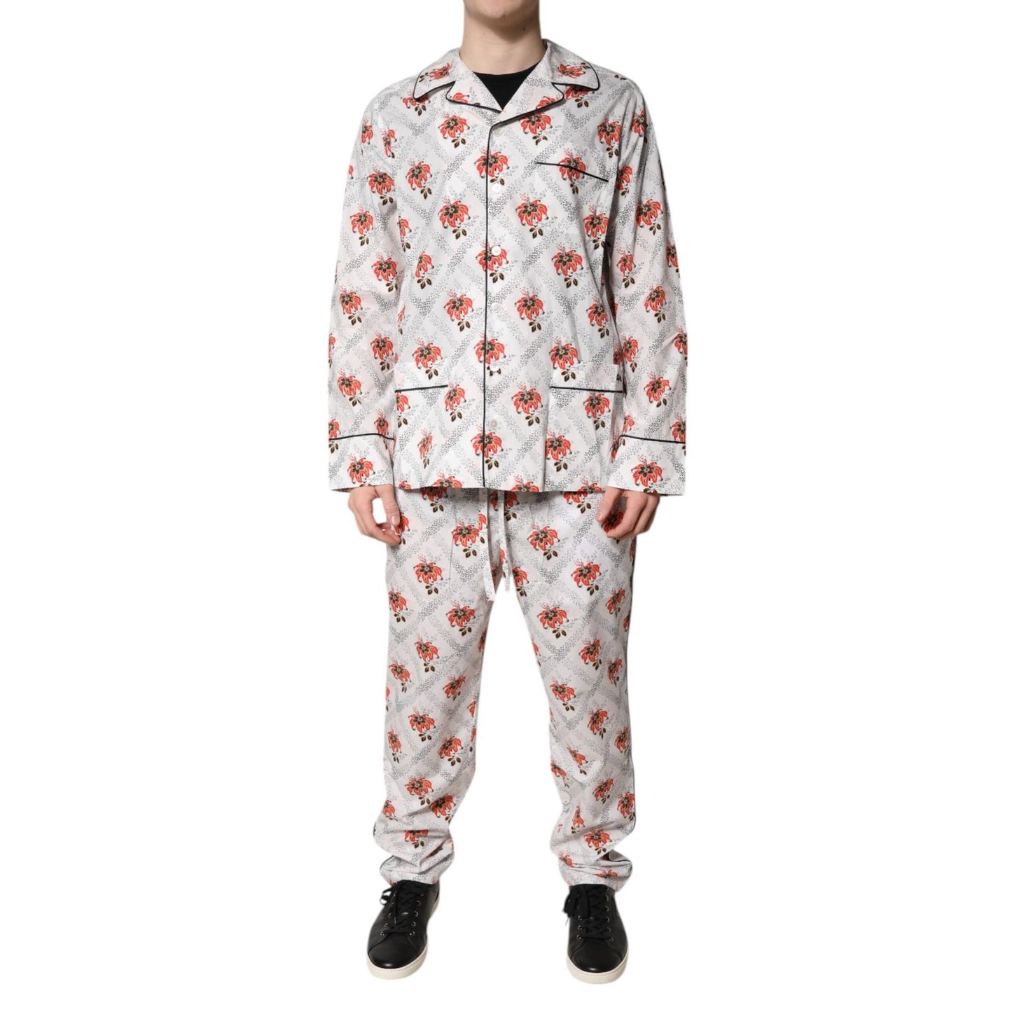 Dolce & Gabbana Multicolor Floral Print Cotton Pajama Set Sleepwear