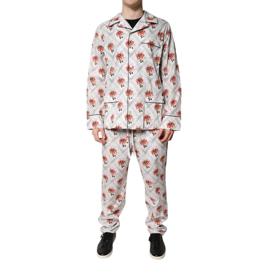Dolce & Gabbana Multicolor Floral Print Cotton Pajama Set Sleepwear