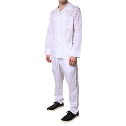 Dolce & Gabbana White Cotton Shirt Pants Pajama Set Sleepwear