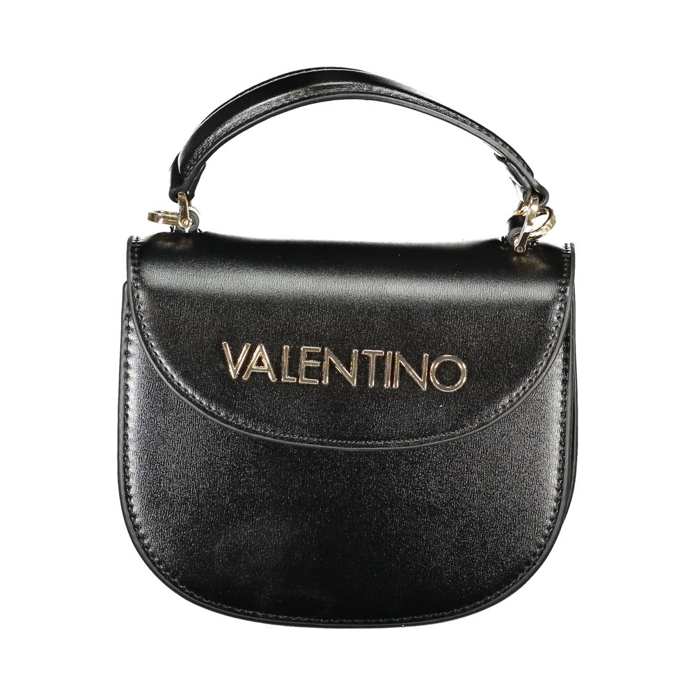 Mario Valentino Black Polyethylene Women Handbag with logo and handle, featuring sleek and elegant design for versatile style.