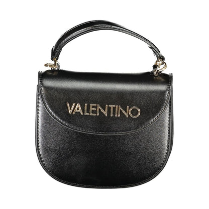 Mario Valentino Black Polyethylene Women Handbag with logo and handle, featuring sleek and elegant design for versatile style.