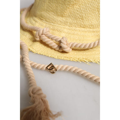 Dolce & Gabbana Yellow Cotton Wide Brim Bucket