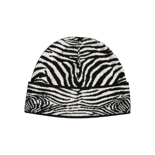 Dolce & Gabbana Black White Zebra Knitted Winter Beanie Hat