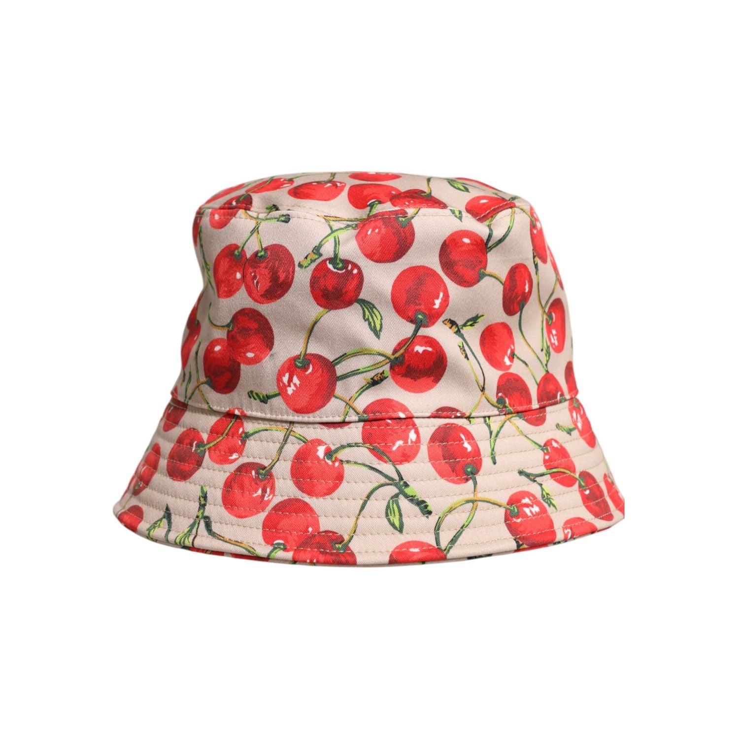 Dolce & Gabbana Beige Cotton Printed Wide Brim Bucket Hat